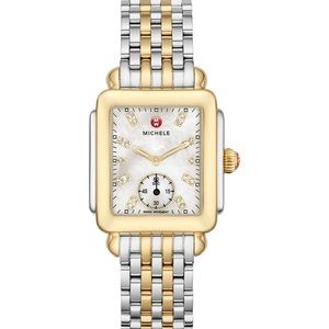 Michele-Deco Two-Tone Diamond Mark Bracelet Watch